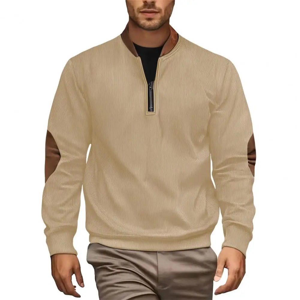 Men Sweatshirt Autumn Half-zip Men's Stand-up Collar Casual Loose Pullover Jacket