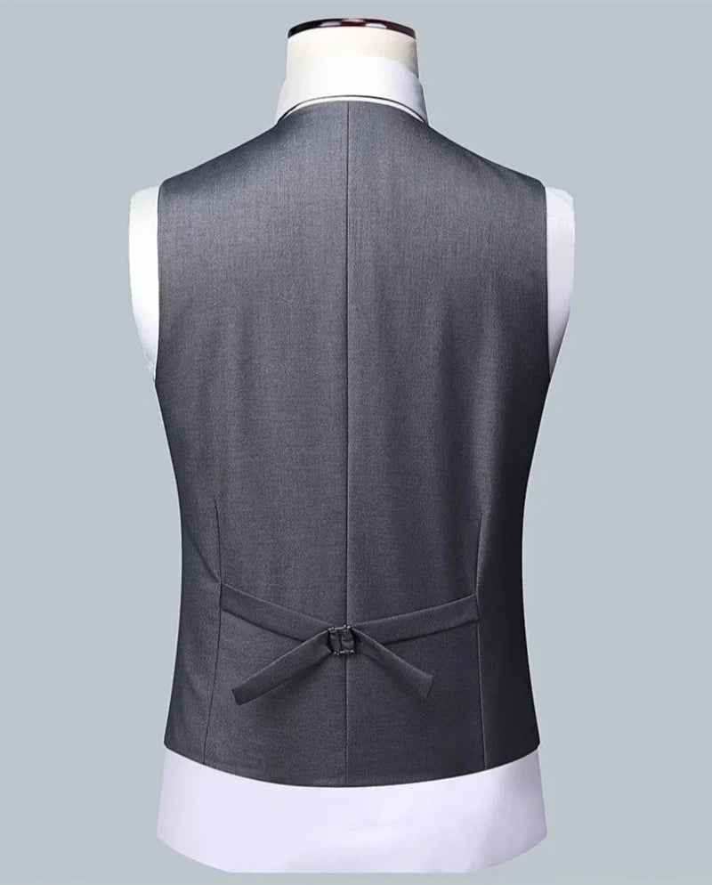 Suit (Blazer+ Vest + Pants) Men's Fashion Business Fit Wedding Professional Casual Single Breasted Gentleman Groom Dress Suit
