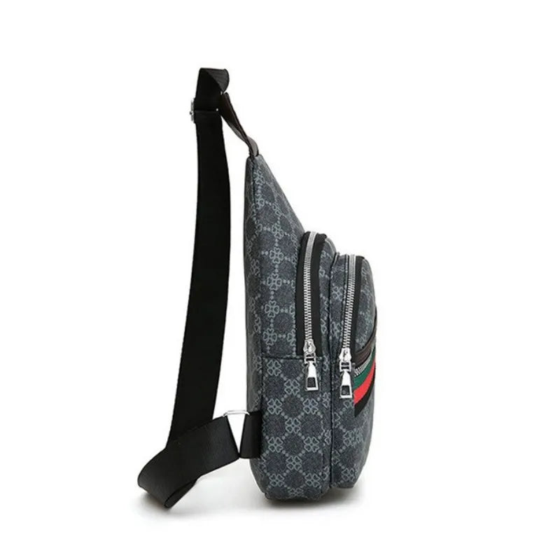 Bolso de pecho cruzado de cuero PU para hombre – Bandolera multifunción urbana