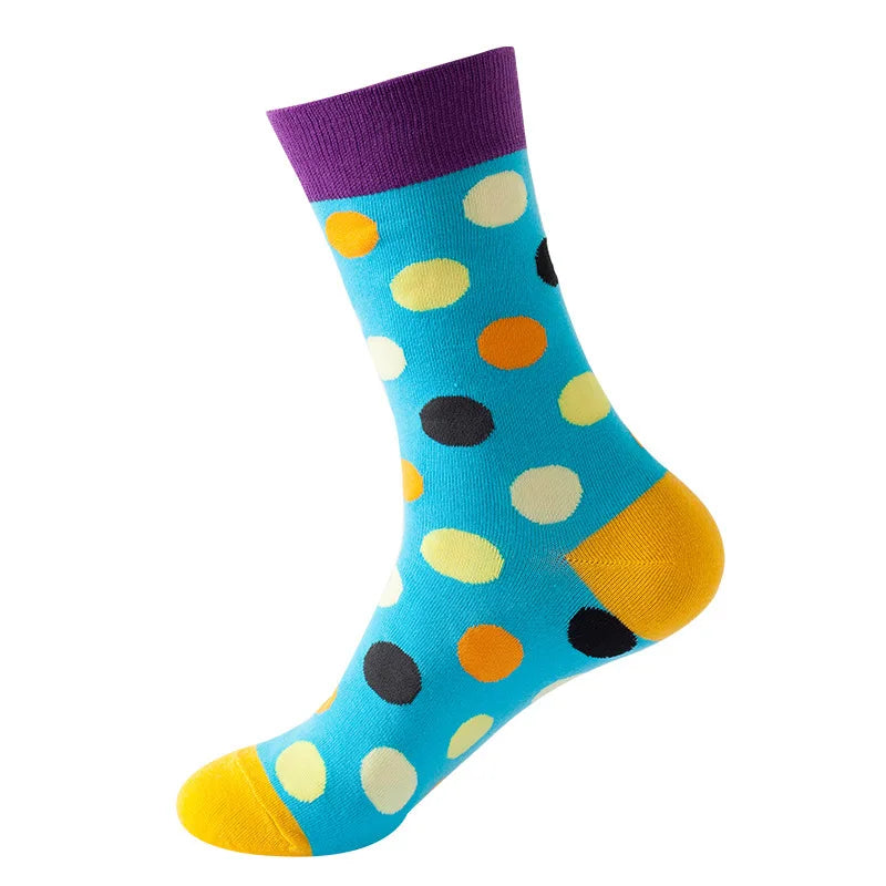 49 Patterns Fashion Business Men 100% Cotton Happy Lattice Socks Unisex Boys Combed Hip Hop Street Skateboard Funny High Sox Set
