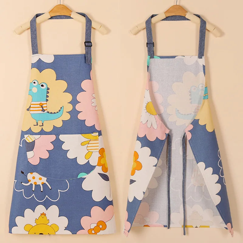 1PC Aprons Fashion Cotton Fabric Waterproof Thickened Dirt Resistant Kitchen Apron and Home Work Clothes Gardening Work Clothing