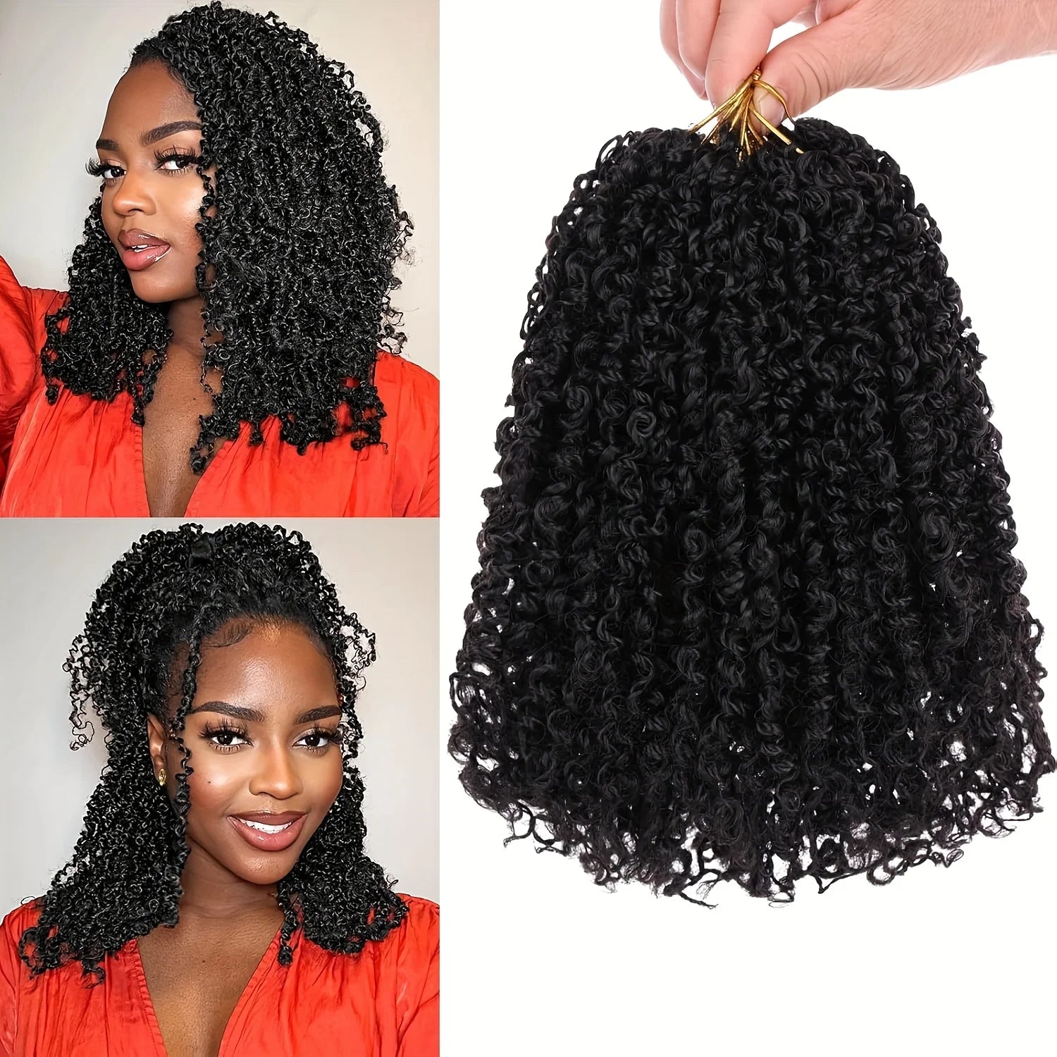 1 Pack 8 Inch Pre-Looped Yanky Twists Crochet synthetic Braids HairTextured Hairstyle, Elegant Hairstyle Easy Application