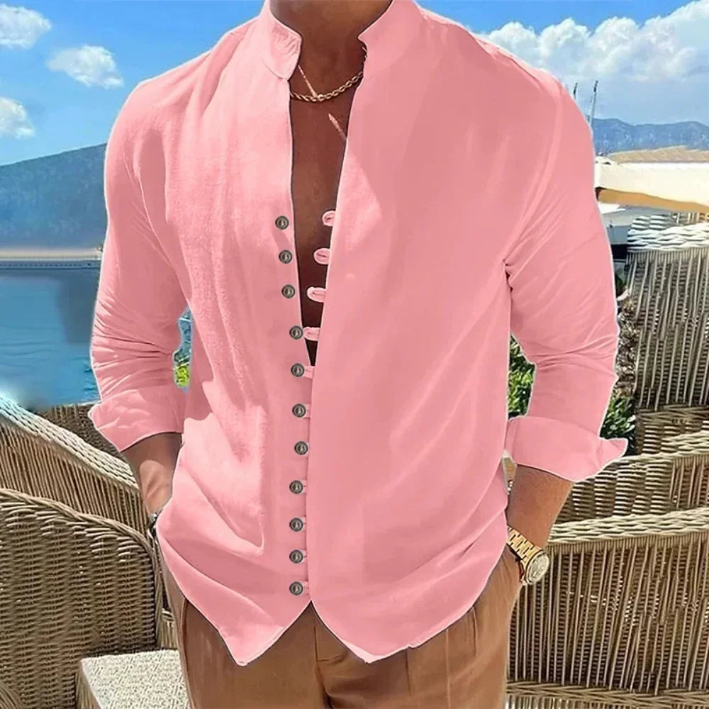 Men's Hawaiian Shirts Breathable Beach Button Down Cotton Linen Shirt Lightweight Streetwear Spring Summer Blouses