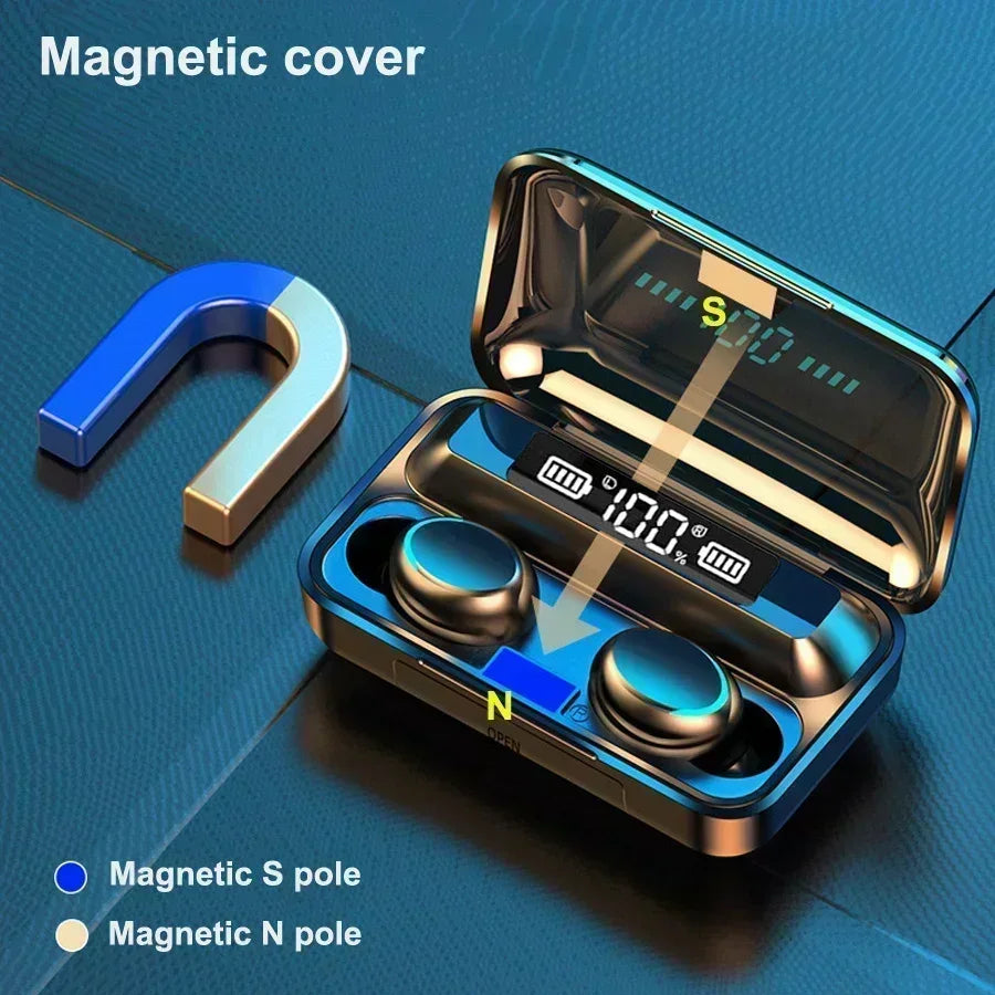 New Bluetooth Headphones 9D Stereo High Bass Sport Earphones Handfree Touch Control Tws Wireless Earbuds Waterproof Headset