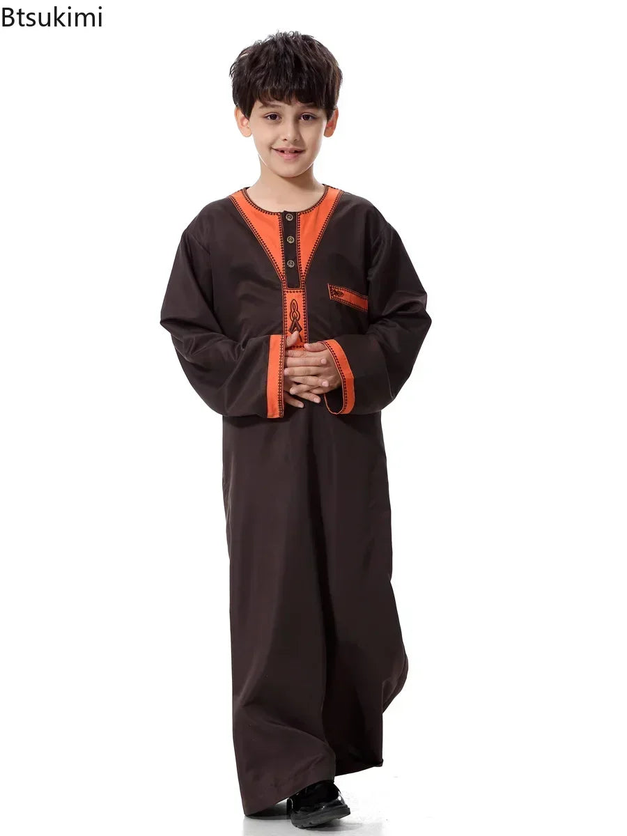 2025 Fashion Muslim Teenager Clothing Islam Men Summer Winter Eid Ramadan Prayer High Quality Elengance Party Boy's Robe Caftan