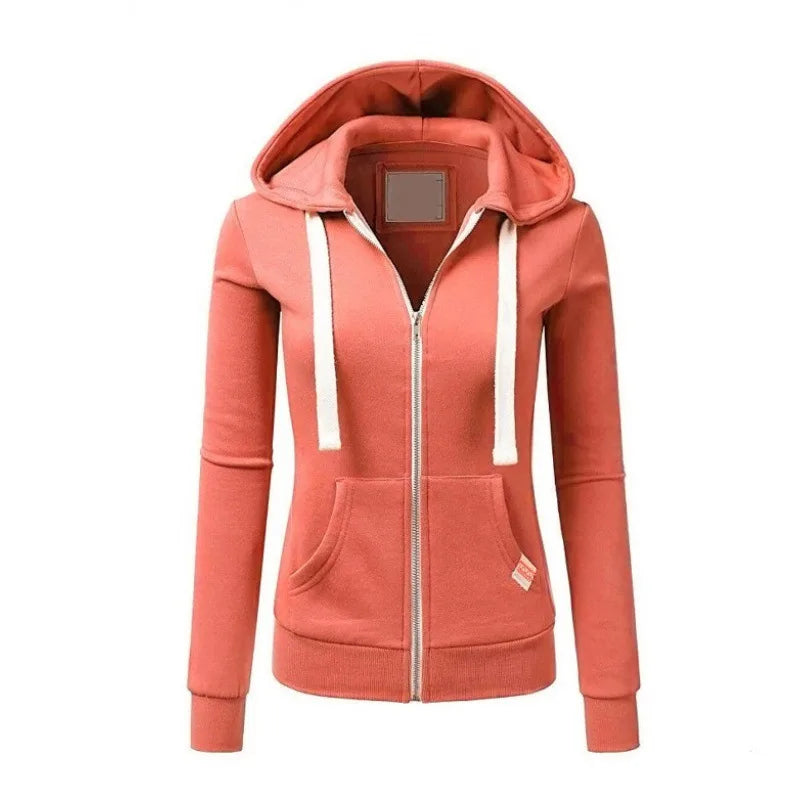 Spring and Autumn New Women's Personalized Casual Cardigan Zipper Hoodie Korean Edition Fashion Outdoor Jogging Sportswear