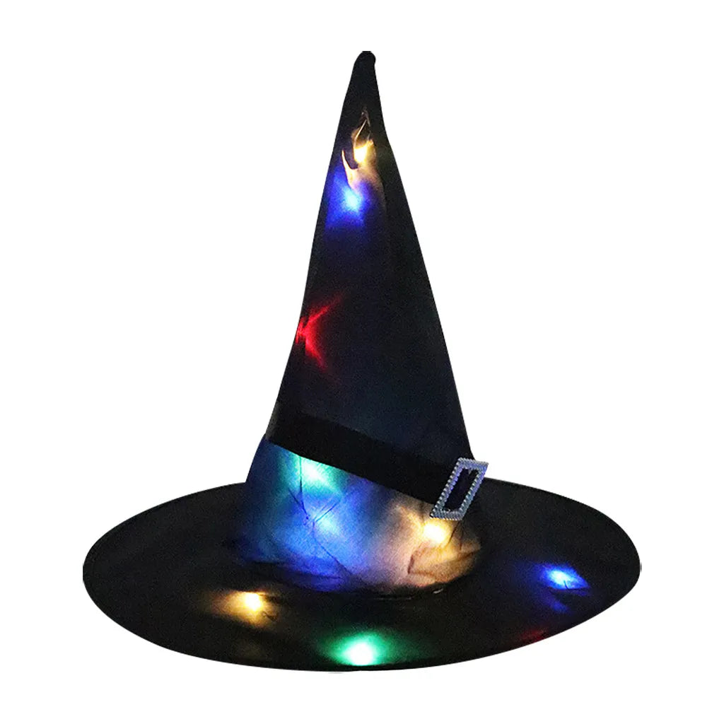Halloween Decoration Glowing Hat Outdoor Hanging Lighted Glowing Witch Hat Lights String Battery Outdoor Yard Tree Decorations
