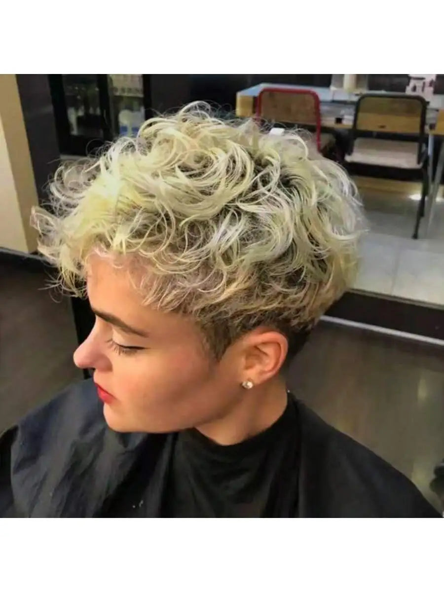 Perruques de coupe courte naturelle pour femmes, perruque courte dégradée, perruque de coupe courte bouclée pour femmes africaines-américaines