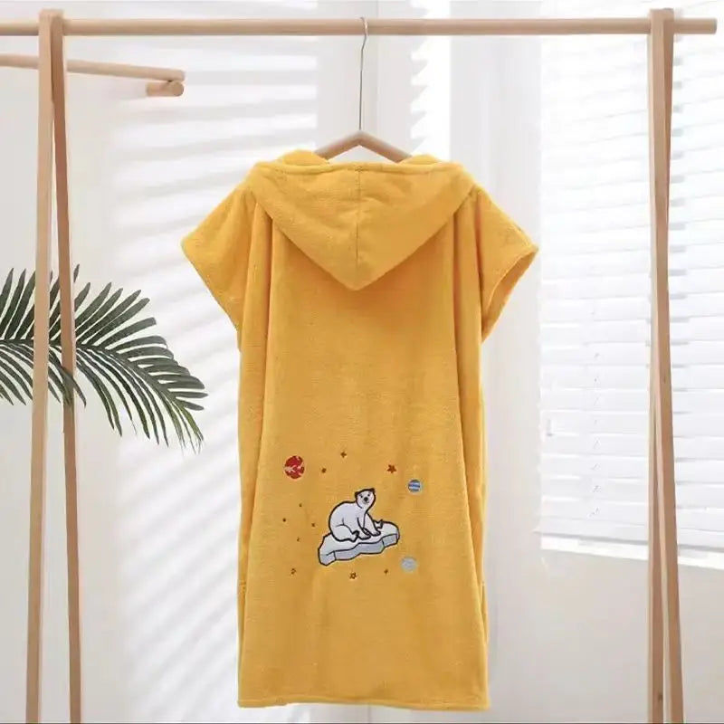 Toalla de baño: Vestido de baño de 580g de grosor para uso doméstico, lavable y envolvente para mujeres adultas con cierre ajustable, suave y absorbente