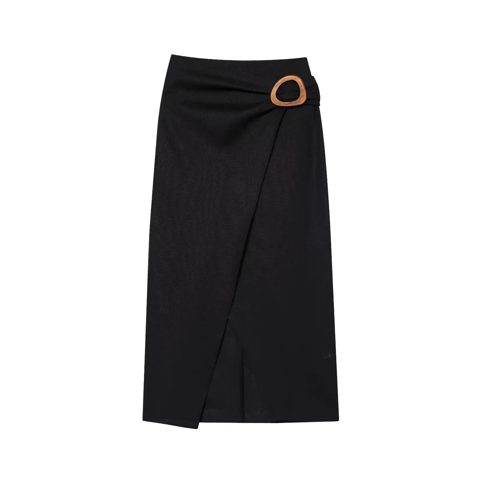 New Women's Suit Summer Suit Casual Simple Multifunctional Pleated Lapel Sleeveless Short Top Paired with Buckle Slit Skirt