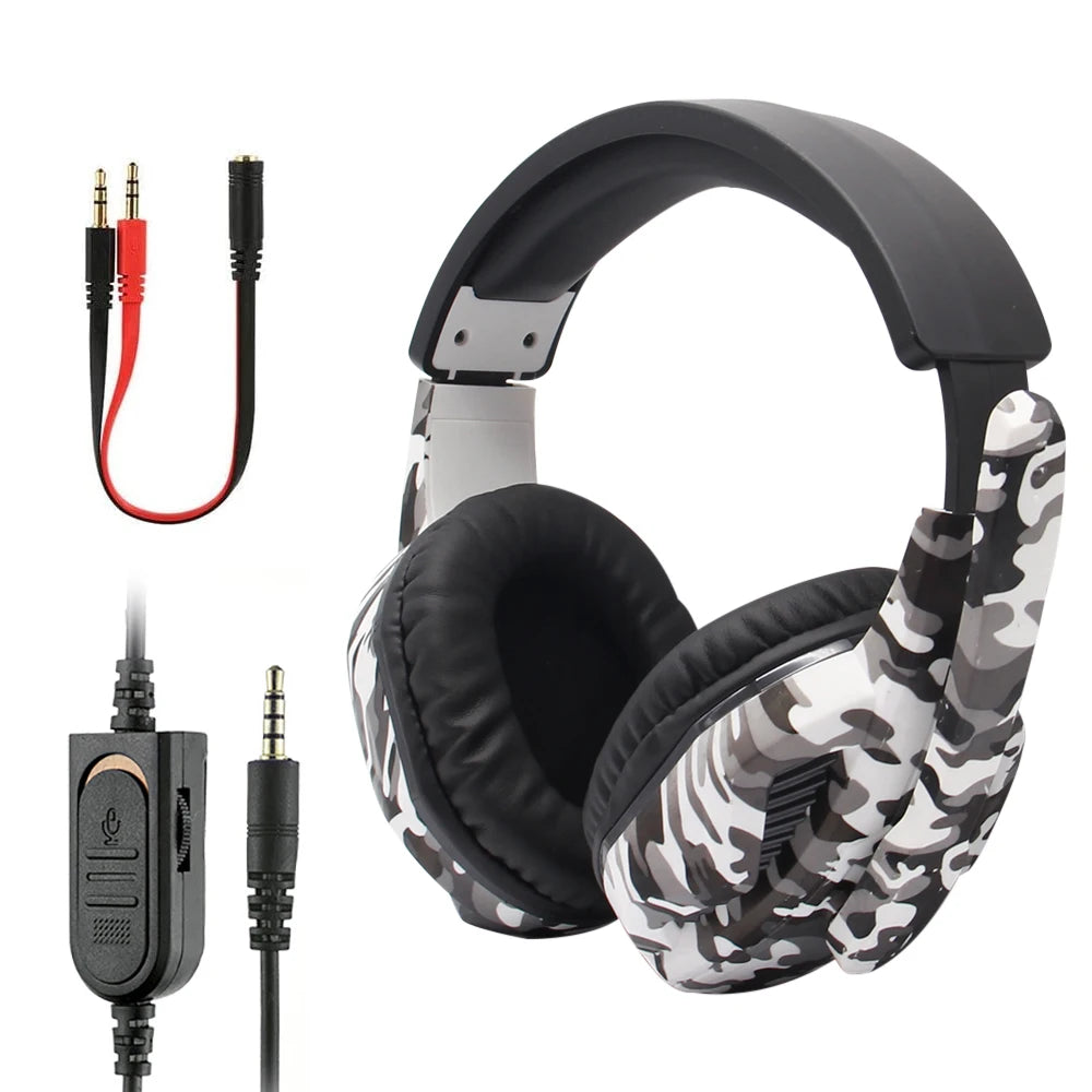 Camouflage Gaming Headset 3.5mm AUX Jack Wired Headphones Gamer Cool Game Headphone With Microphone For PS4 Xbox One PC Phone