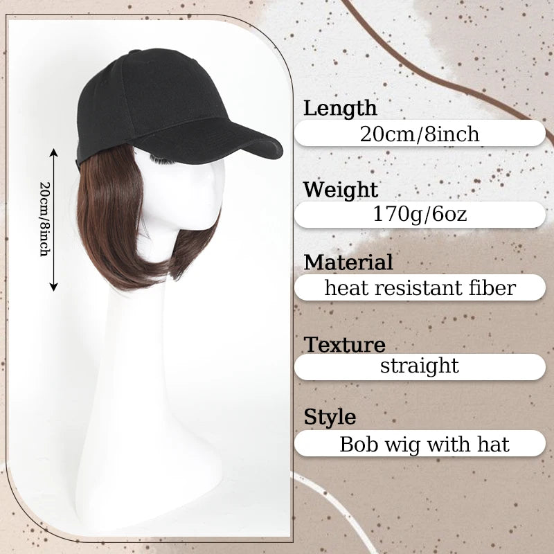 Synthetic Bob Baseball Cap Wig
