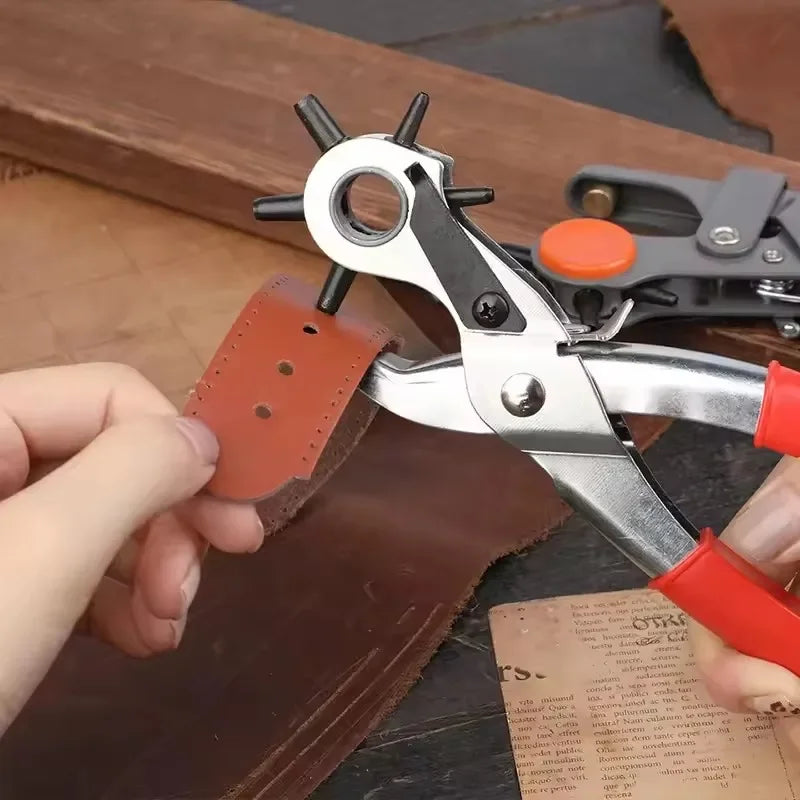 Perforadora de cuero Herramientas de cuero Multifuncional Perforadora de cinturones de acero al carbono ordinario Herramienta de perforación Perforadora de agujeros para cinturones Herramienta de artesanía