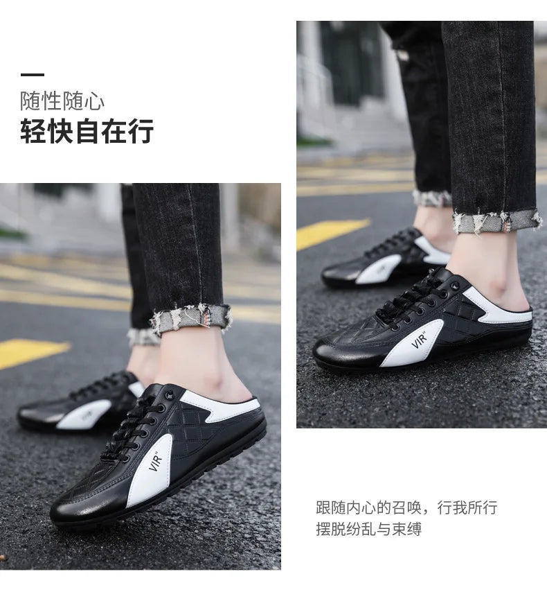 Men's Fashion Soft-soled Half Slippers Men Trendy Casual Shoes Soft Sole Non-slip Shoes New Outdoor Walking Shoes Zapatos Hombre