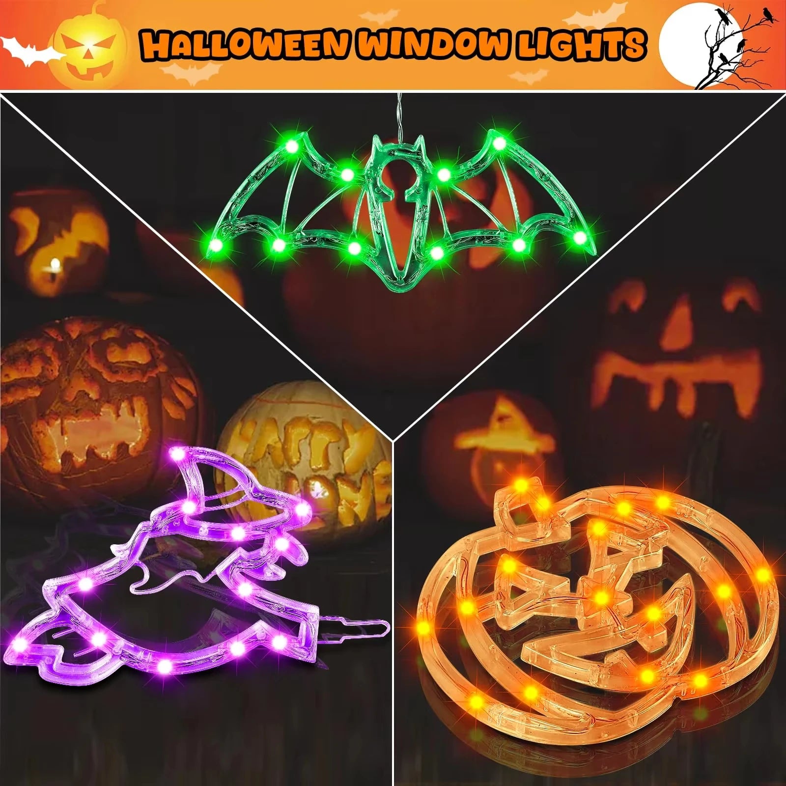 Halloween Led String Lights Ghost Pumpkin Spider Hat Modeling Lamp with Suction Cup Festival Party Halloween Decoration New
