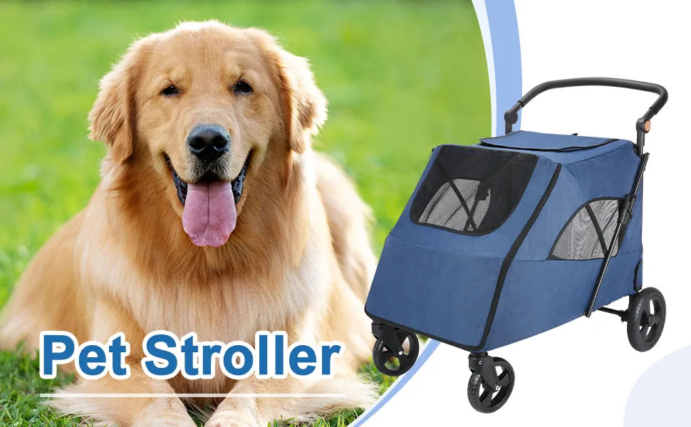 ﻿ Wedyvko Medium or larger Pet Stroller 4-Wheel Dog Travel Stroller Jogger for Cat Pet Suplies Outdoor carrinho de bebe