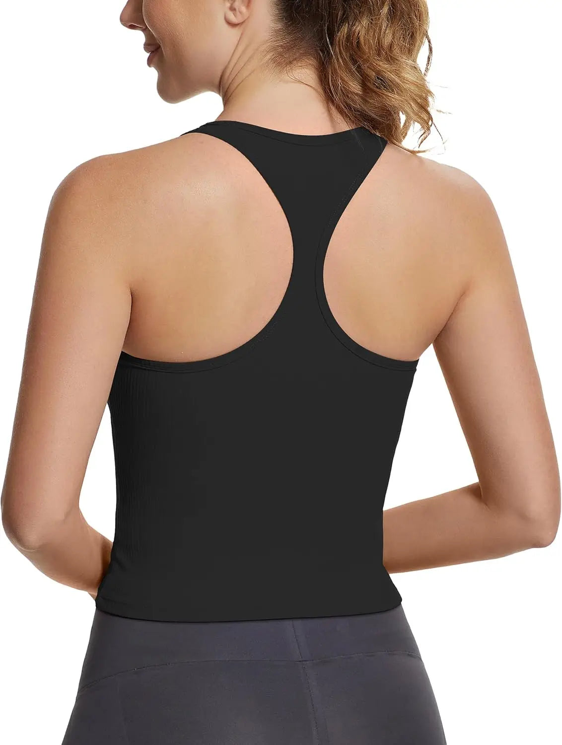 MathCat Ribbed Workout Tank Tops for Women with Built in Bra Tanks Sleeveless Athletic Vests Racerback Casual Yoga