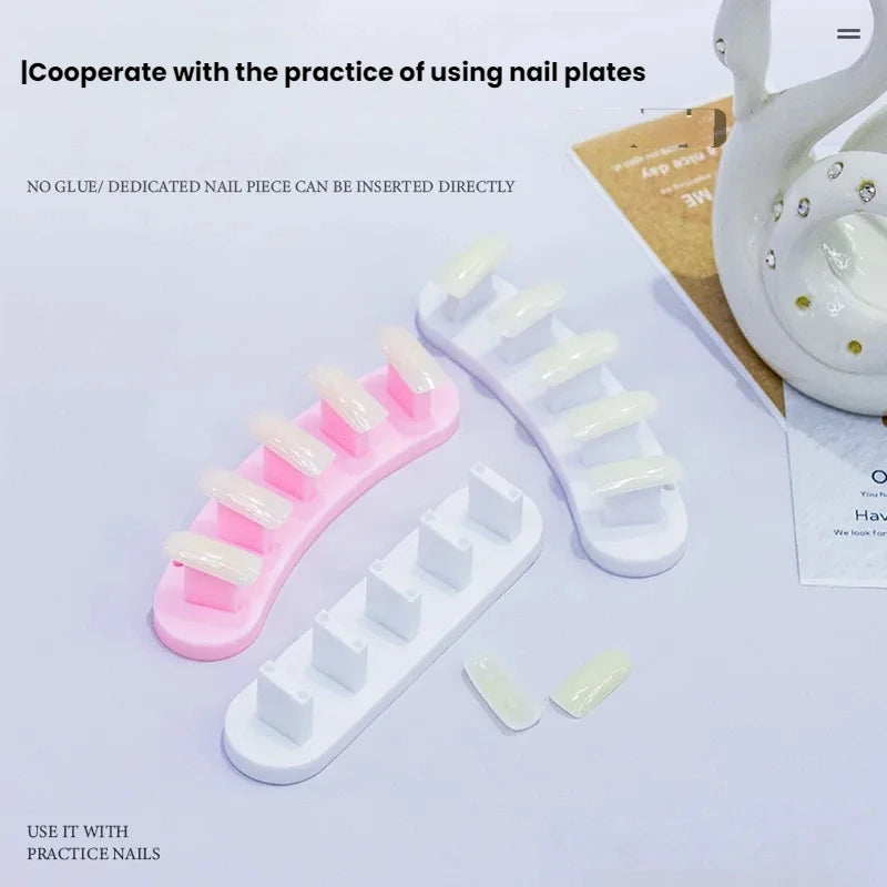 Nail Art Tools Combo - Curved & Straight Nail Tips Holders with Display Stand for Nail Art Students