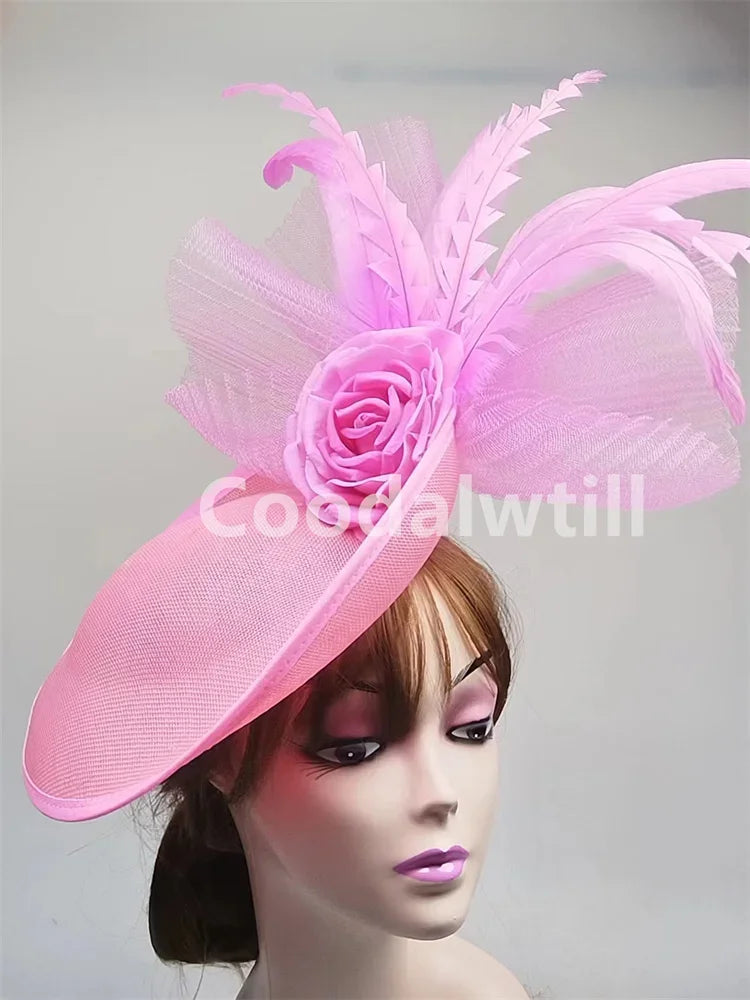 Flower Fascinators Hats Party Wedding Women Pillbox Cap Elegant Ladies Church Occasion Race Millinery Cap With Net Hair Access