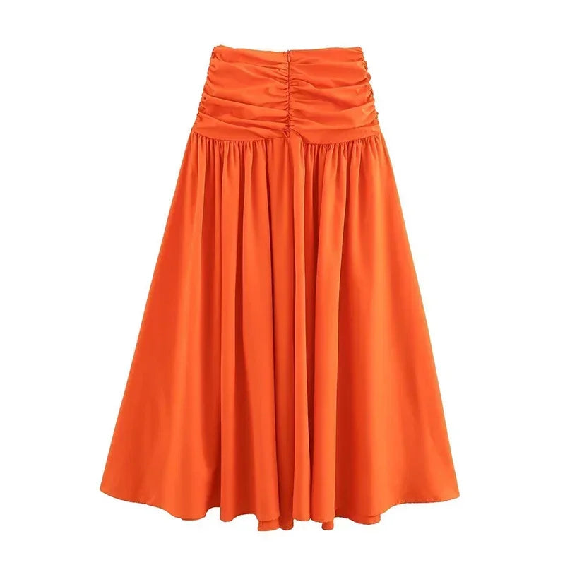 Sexy Bikini Top Skirt Set Women Long Lantern Sleeve Off Shoulder Cropped Tops Pleated Split Skirts 2025 Summer Lady Beach Outfit