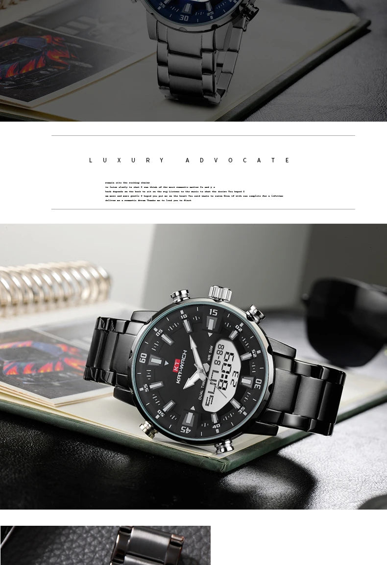 KAT-WACH Men Quartz Wrist Watch  2024 High Quality Luxury  Original Waterproof Digital Watches