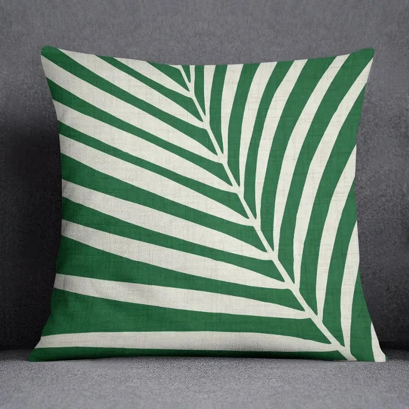 Green leaf pattern throw pillow cover home decoration office cushion cover bedroom living room sofa car cushion cover 45x45 cm