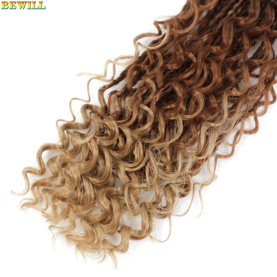 18" Long Boho Braids Extensions Goddess Box Braids Crochet Hair Black Purple Pink Synthetic Braiding Hair Bohemian Hippie Braids
