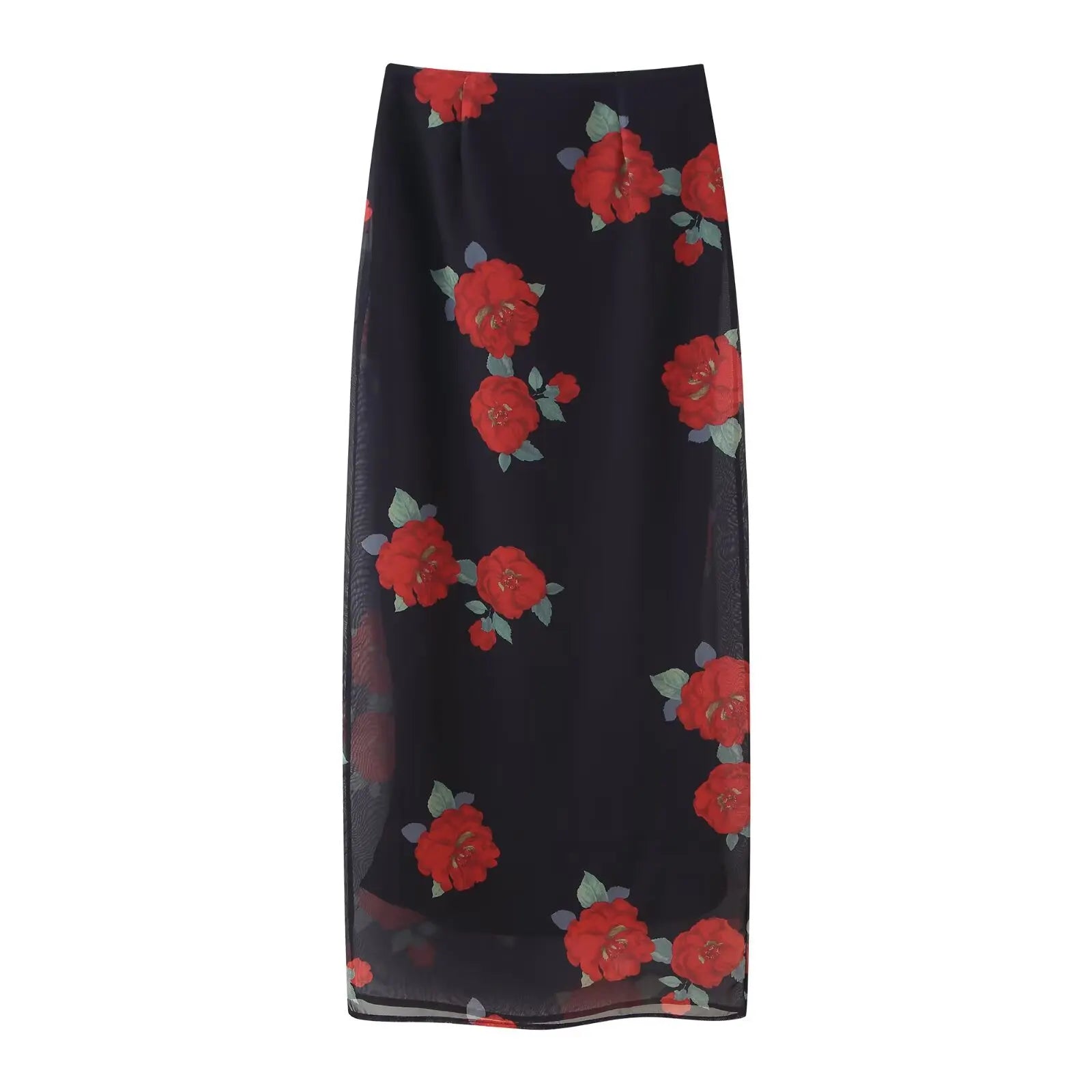 Women's Summer Skirt Sexy Two Piece Set Fashion Flower Print Holiday Party Suspender Top High Waist Slim Midi Skirt