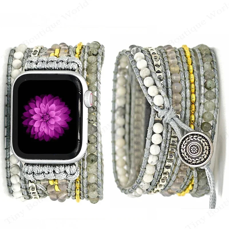 Bohemia Strap for Apple Watch Ultra Band 49mm 44mm 45mm 41mm 42mm 38 Handmade Natural Beads Bracelet Iwatch Series 8 7 6 Se 5 3