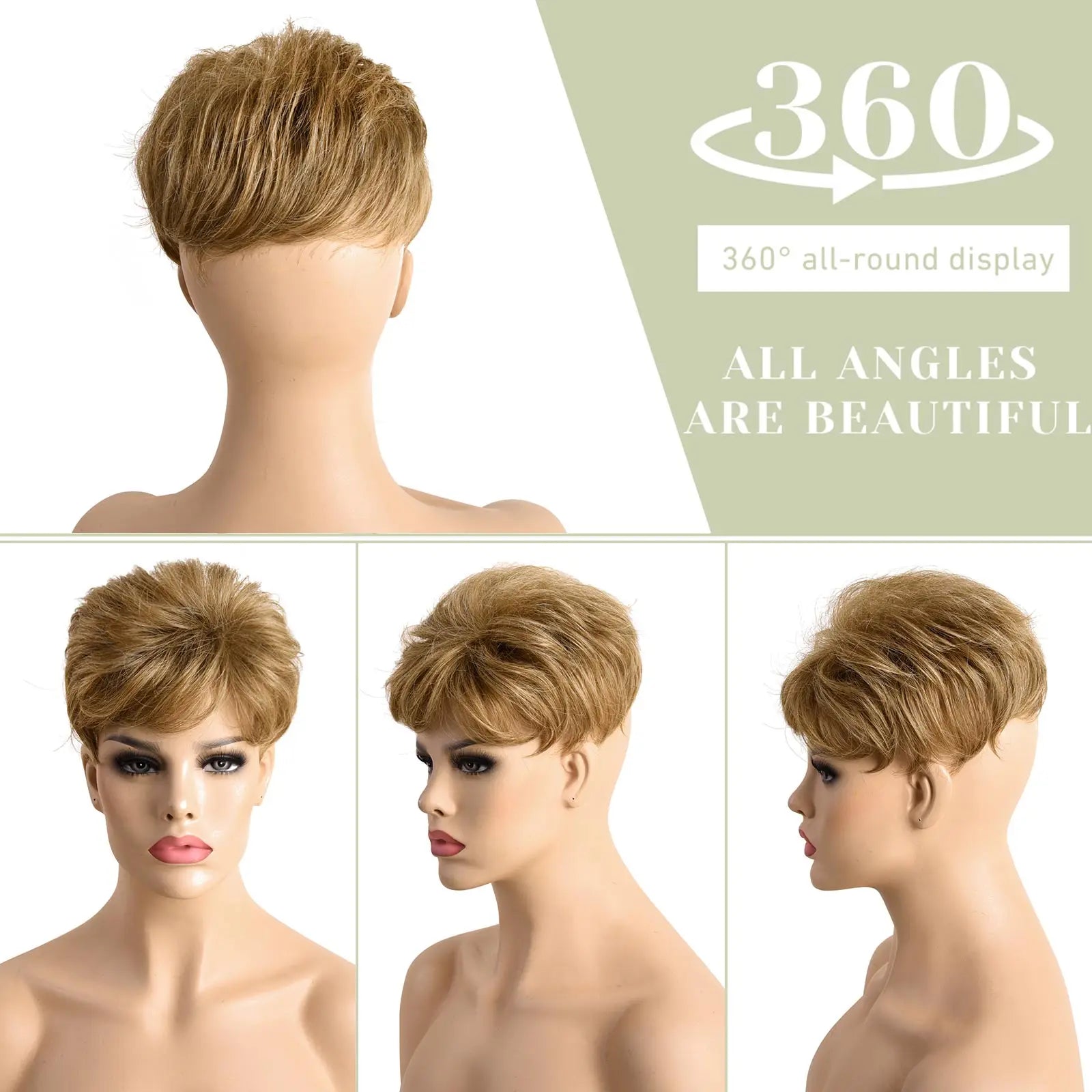 Synthetic Hair Topper Pieces for Thinning Hair Natural Curly Texture 6 Inch Short Pixie Cut Toppers Hair Wigs for Women