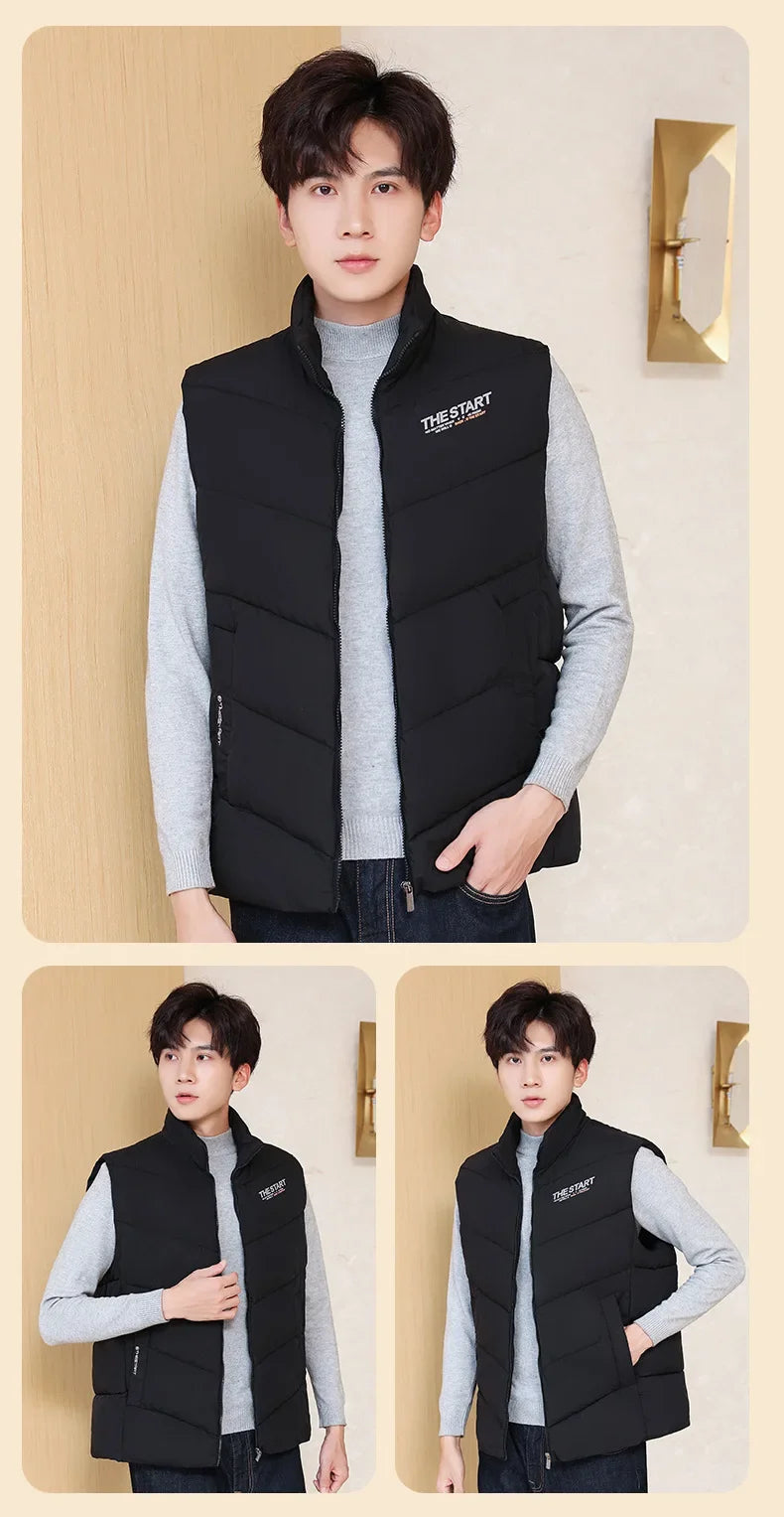 Vest Jacket Men Cotton Padded Jackets Men Clothing Autumn Winter Warm Sleeveless Jackets Men Waist Coats 2025 Hip Hop Coats