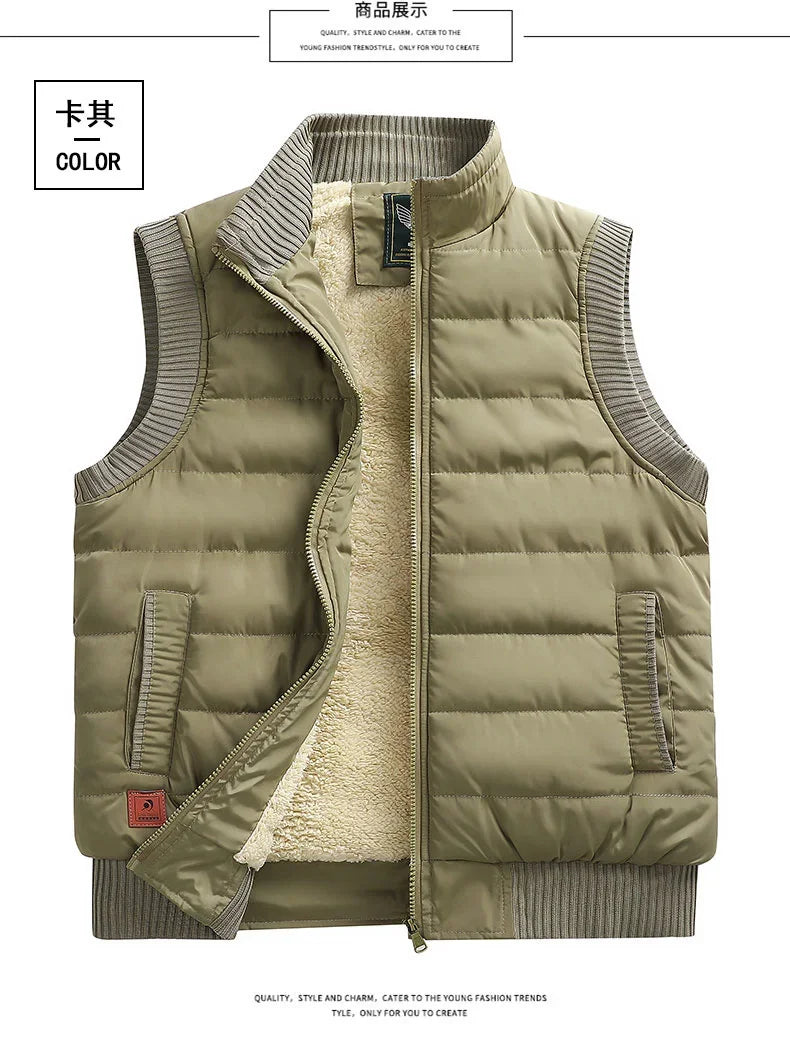 Men's Vest Lightweight Padded Thickening Vests Sleeveless Fleece Jackets Men Winter Warm Coat Waistcoat Plus Size 6xl Outdoor