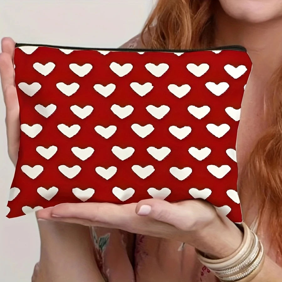Heart Print Makeup Pouch
