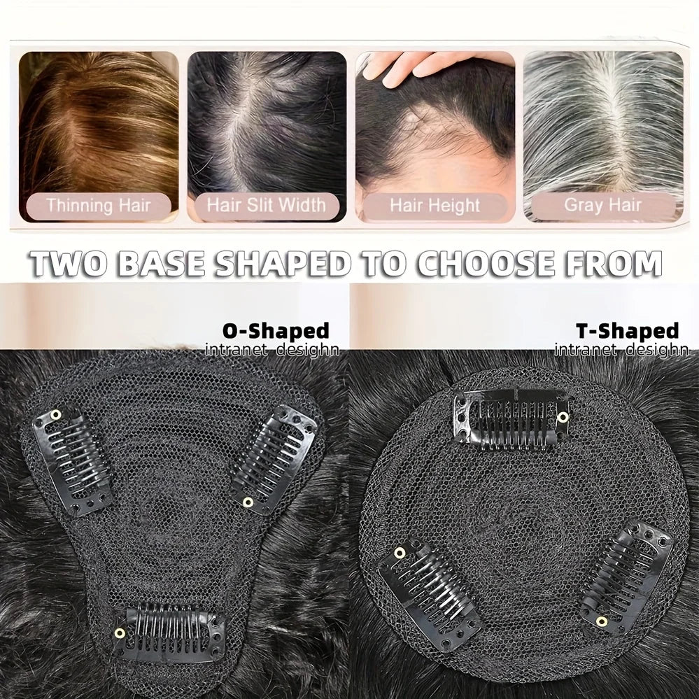 Pince à Cheveux avec Frange - Topper Pince à Cheveux avec Frange de Styles Éffilés, Extensions de Cheveux Bouclés Afro Crépus 100% Cheveux Humains #1B