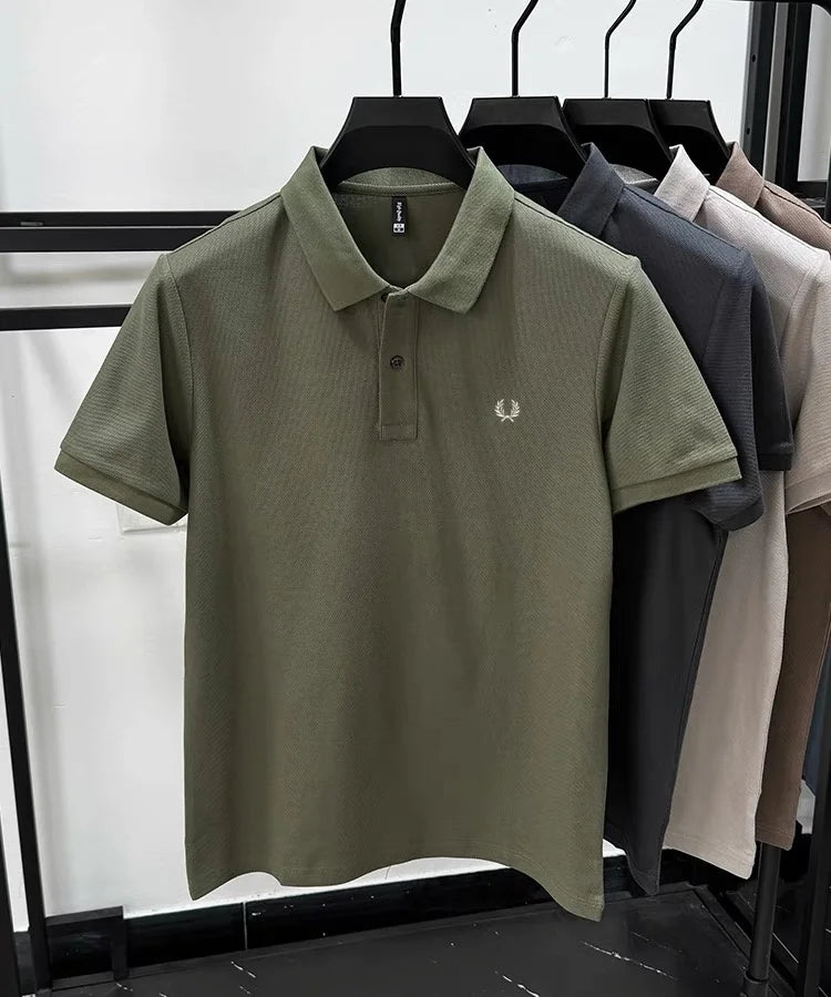 Luxury brand 100% cotton short sleeve men's polo shirt summer high-end fashion classic embroidery business casual golf T-shirt
