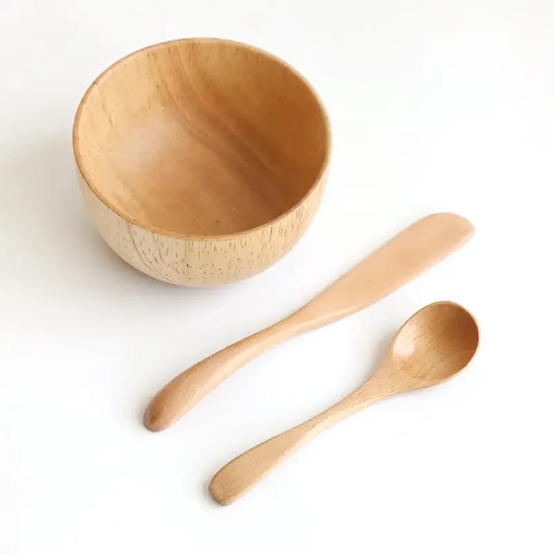 Facial Mask Bowl Set with Brush, Wooden Kit - Mask Bowl, Spatula, Brush, Spoon, Cup
