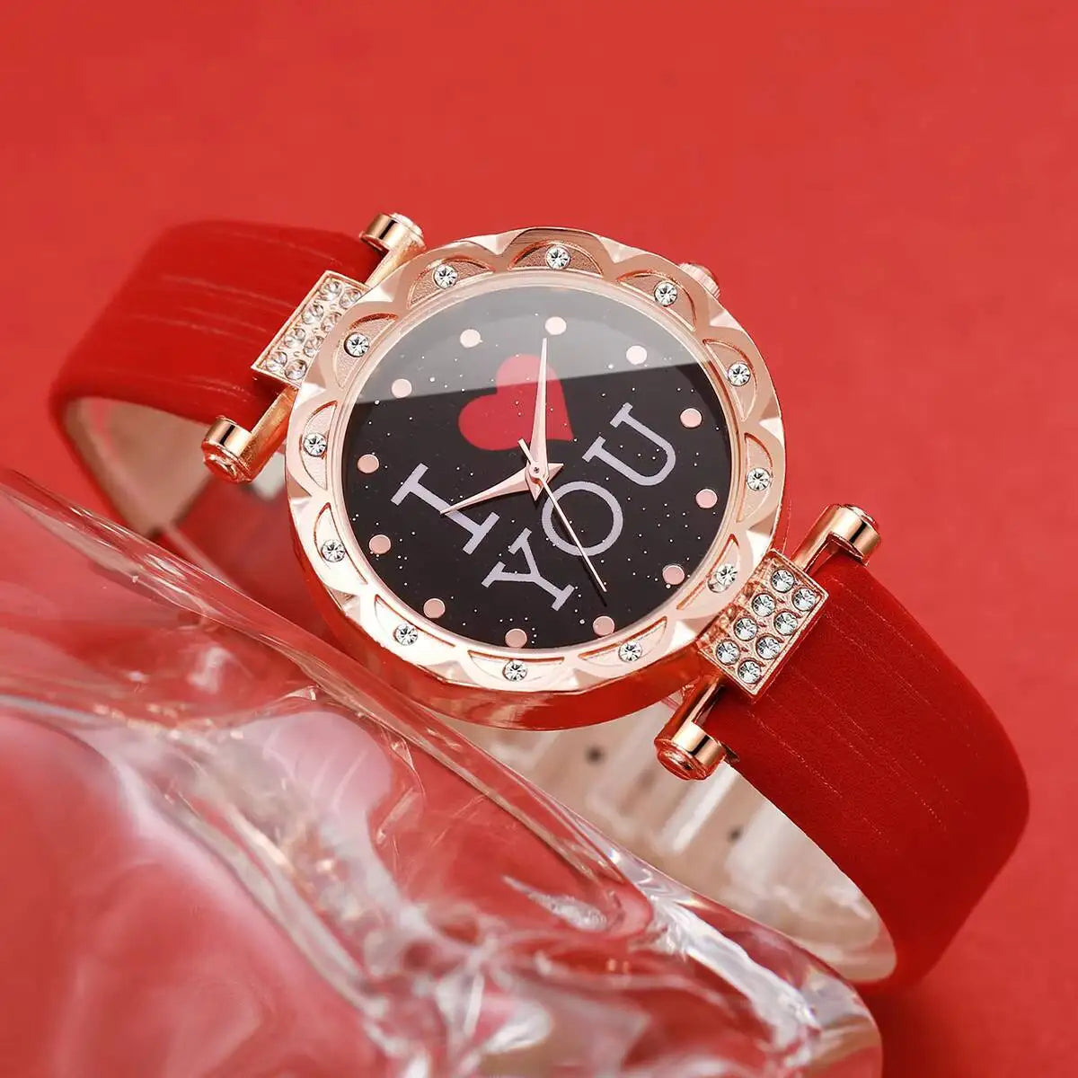 Rhinestone Watch & Jewelry Set (5PCS)