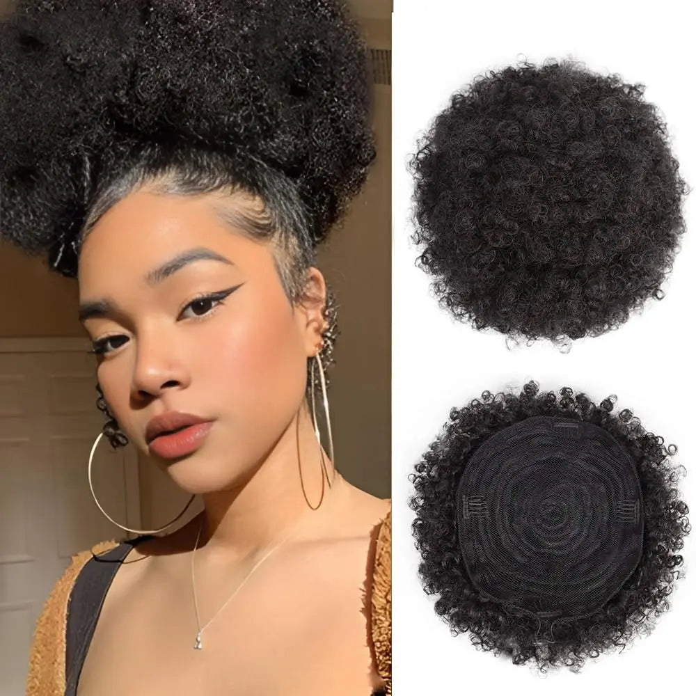Large Afro Puff Drawstring Ponytail Short Kinky Curly Hair Bun Extension Synthetic Hairpieces Updo Hair Extensions with Clips