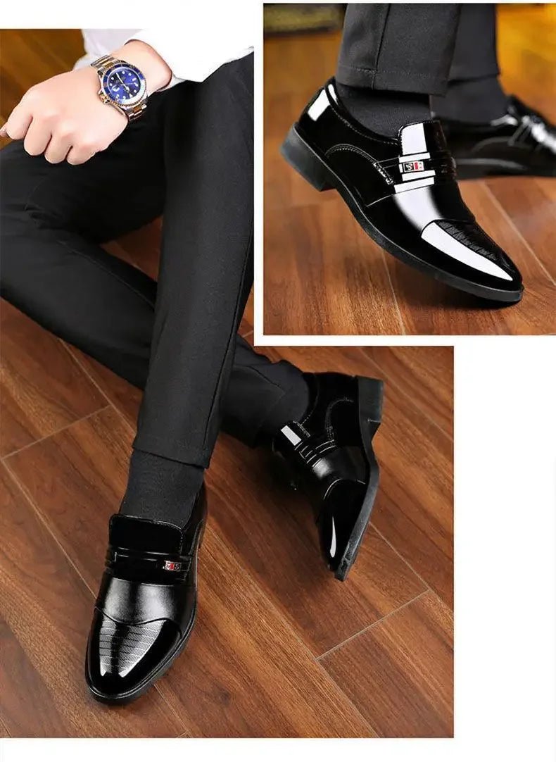 Nuevos zapatos formales de cuero para hombre, calzado informal de negocios antideslizante, zapatos de trabajo minimalistas de moda, cómodas zapatillas planas para hombre