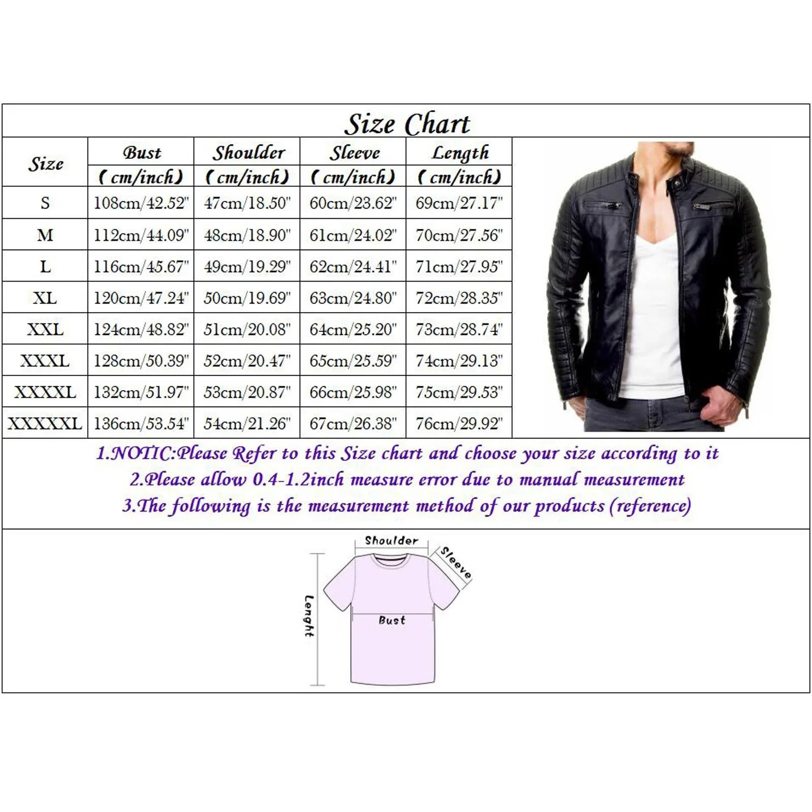 Fashion Men's Motorcycle Riding Leather Jacket Windproof Rainproof Solid Color Zipper Casual Hip Hop Varsity Jacket