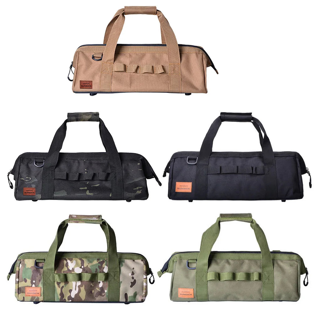 Bolsa de herramientas para camping, gran capacidad, boca ancha, bolsa de almacenamiento, bolsa de equipo resistente al agua