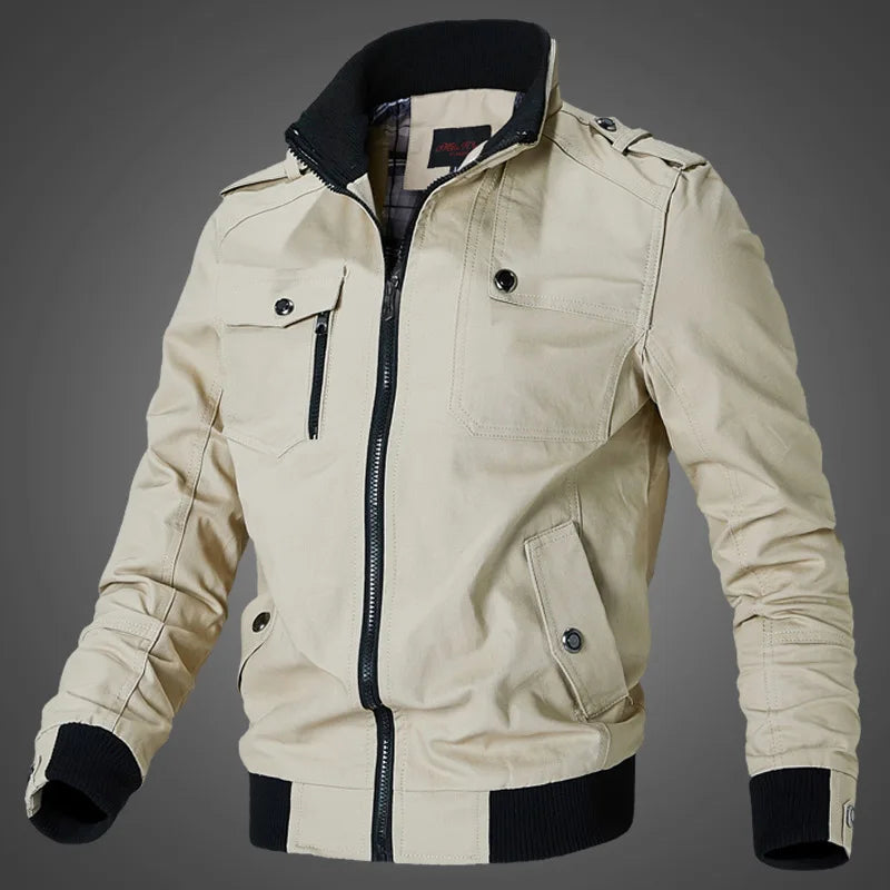 Bomber Jacket Men Fashion Casual Windbreaker Jacket Coat Men Spring Autumn New Hot Outwear Solid Stand Slim Jacket Mens