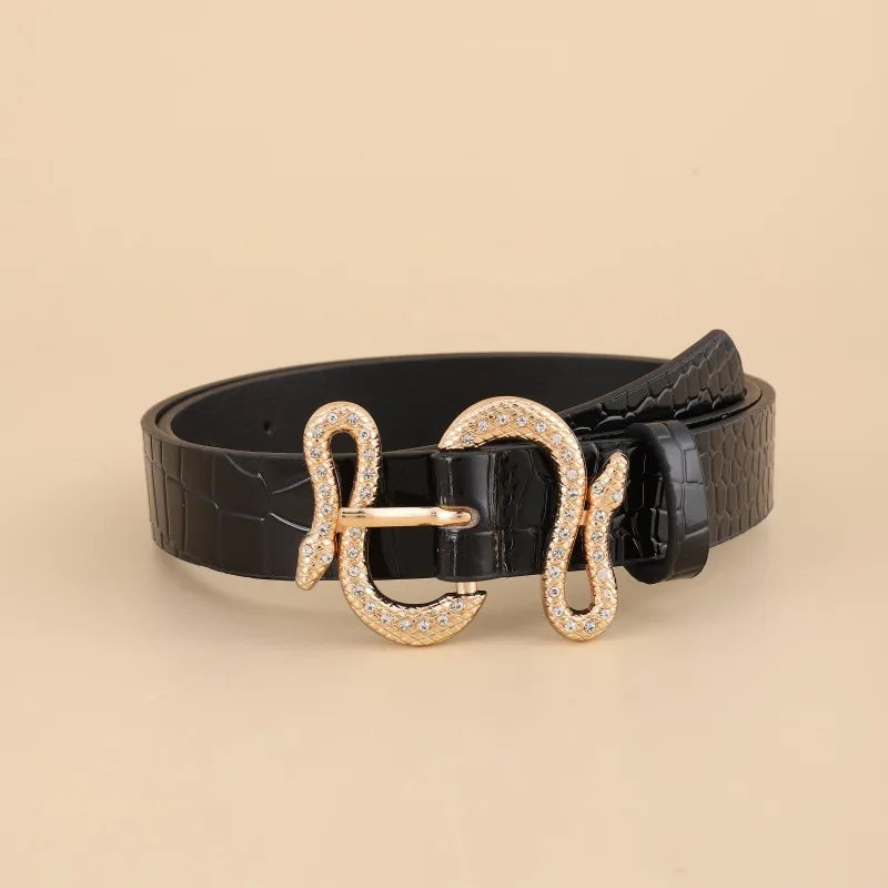 New European and American Style Women's Fashion Snake BucklepuVersatile Simple Belt for Jeans and Suits for Women