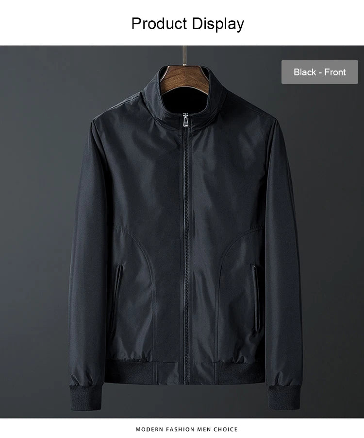 Men's Casual Jacket Spring Autumn New Comfortable Breathable Solid Color Stand Collar Outerwear Fashion Male Clothing