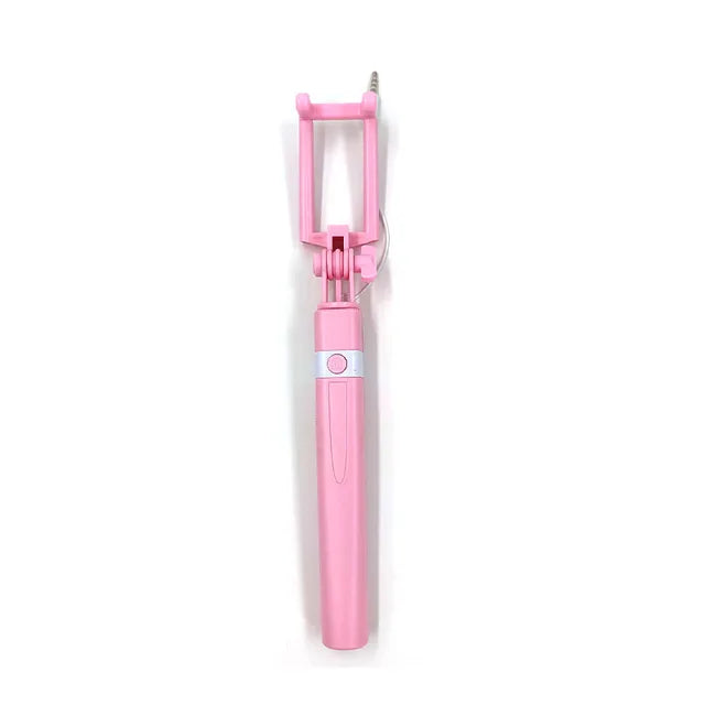 New Mini Wire Controlled Selfie Stick Pink/Blue/Black Suitable for Android 3.5mm Plug Selfie Stick Shrinkage 18cm Stretch 72cm