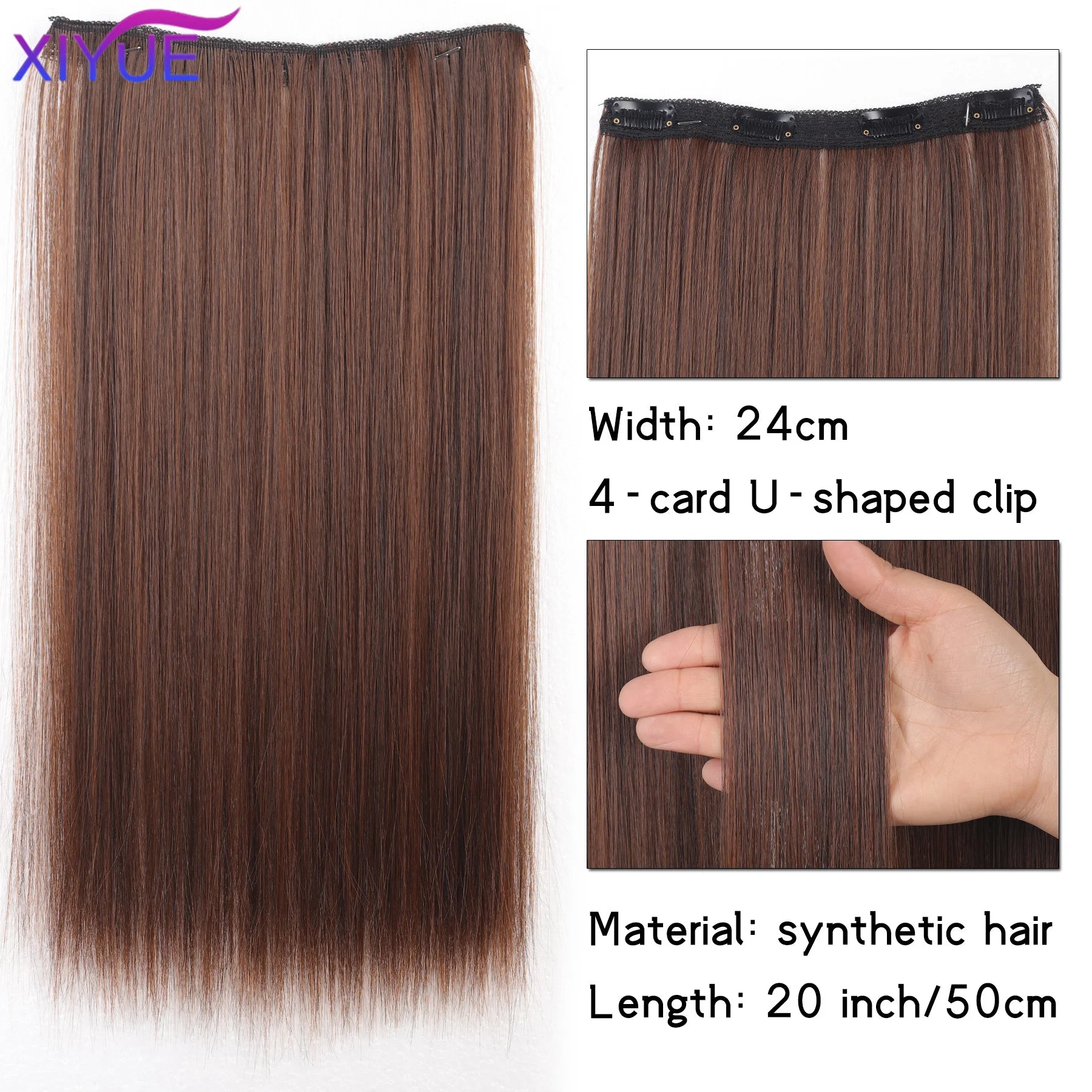 Extensiones de cabello liso con clip de 20 pulgadas – Vibrantes, fáciles y sin esfuerzo