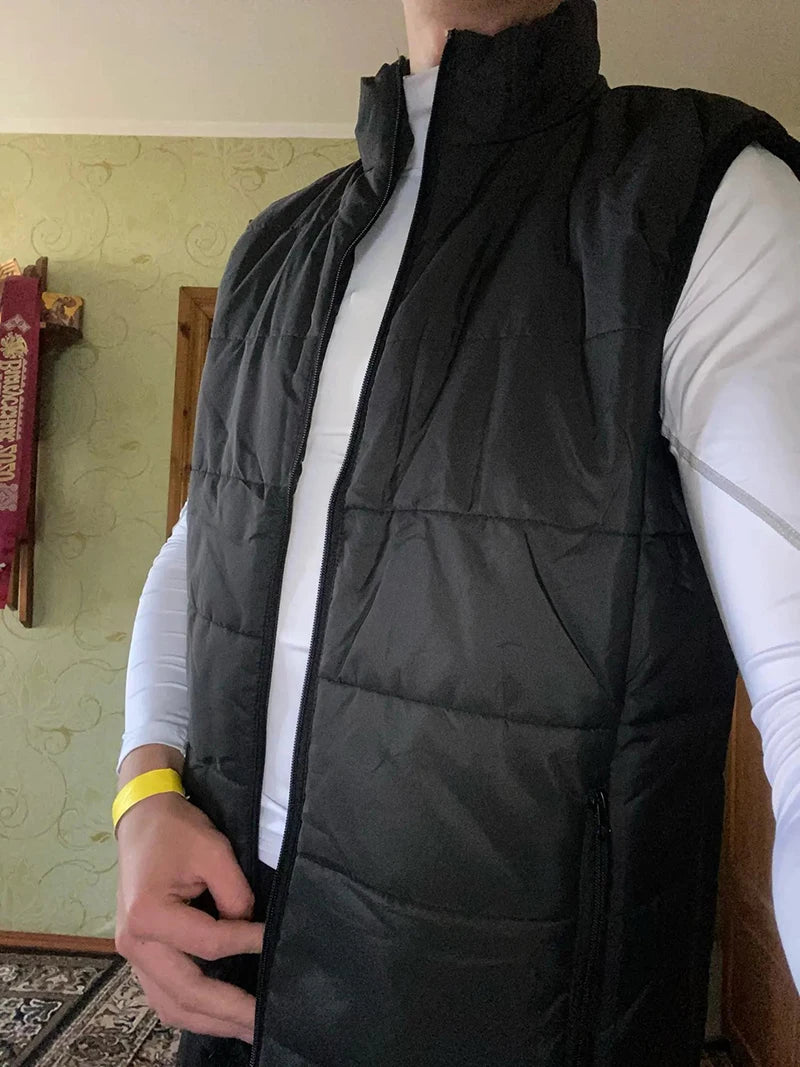Men Vest Winter Jacket Casual Coat Warm Sleeveless Jackets Fashion Male Cotton-Padded Vest Windproof Outdoor Climbing Outwear