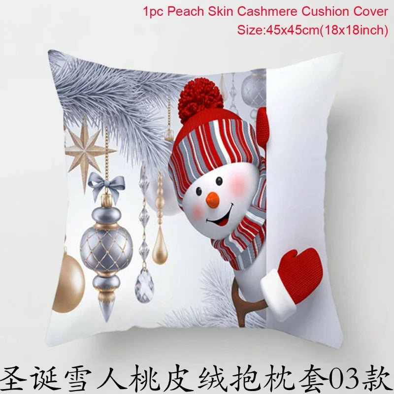 Merry Christmas Cushion Cover Christmas Decorations for Home 2021 Cristmas Ornament Noel Xmas Decor Navidad Happy New Year Gifts
