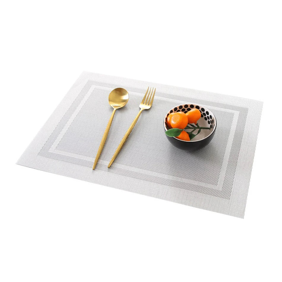 Placemats for Dining Table PVC Bamboo Pattern Table Mats Multiple Colors Non-Slip Heat Resistant Washable Easy to Clean
