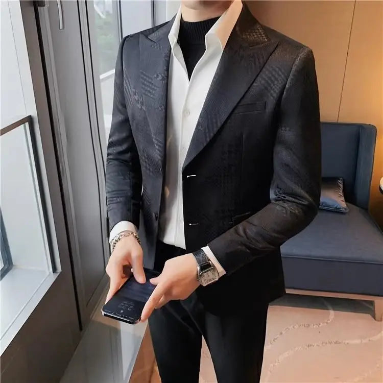 Man Suits and Blazers Single Breasted Blue Coats Jacket for Men Party Clothing Fashion Fashionable Classic Summer Original